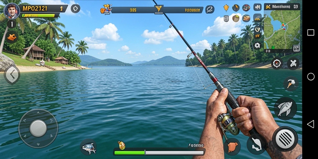 Tampilan gameplay memancing yang seru dan mendebarkan di MPO2121.