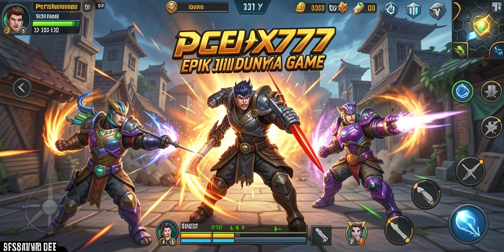 Tangkapan layar gameplay PCX777 menampilkan pertarungan mendebarkan antara karakter-karakter kuat.