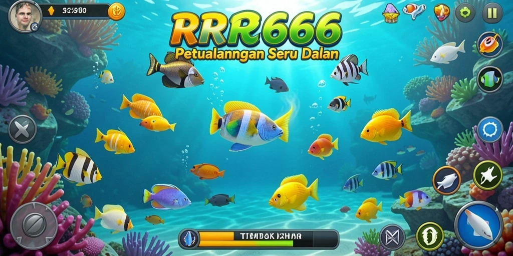 Screenshot gameplay RR666 menampilkan aksi seru menembak ikan.