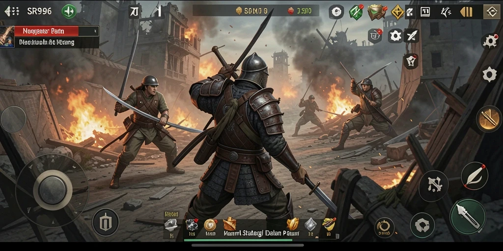 Tampilan gameplay mendebarkan dalam SR996 saat merapatkan strategi.